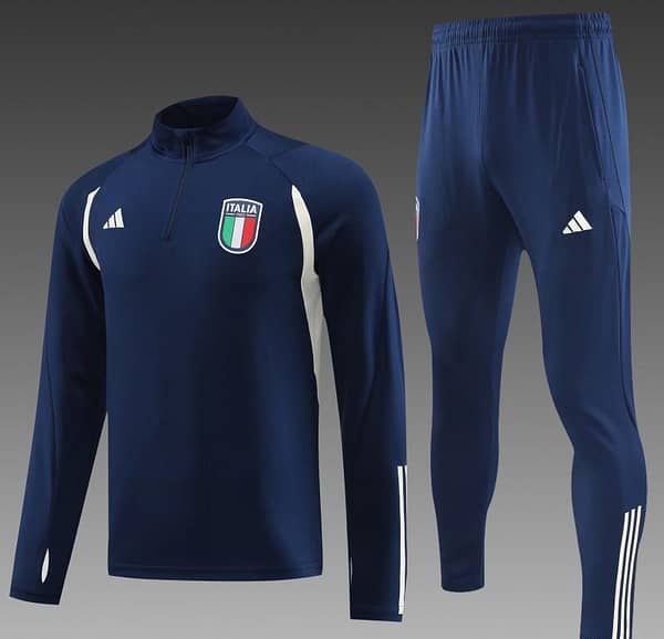 2023 Italy Navy Half Zipper Jacket +Pants - Image 6