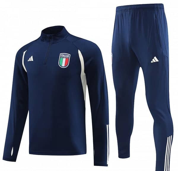 2023 Italy Navy Half Zipper Jacket +Pants - Image 7