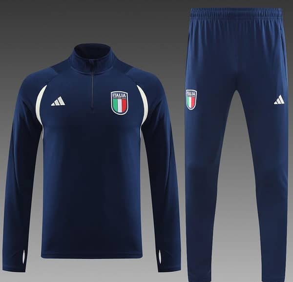 2023 Italy Navy Half Zipper Jacket +Pants - Image 9