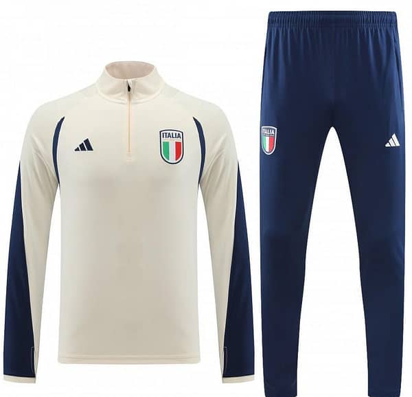 2023 Italy Yellow Half Zipper Jacket +Pants - Image 5