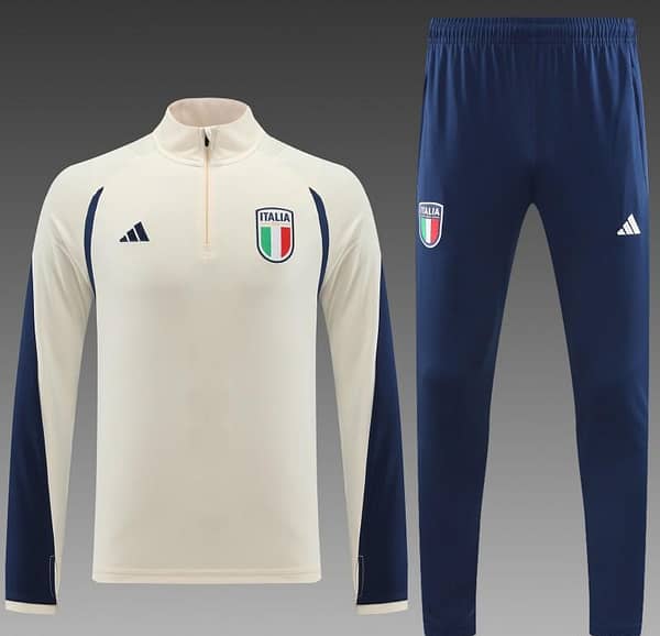 2023 Italy Yellow Half Zipper Jacket +Pants - Image 6