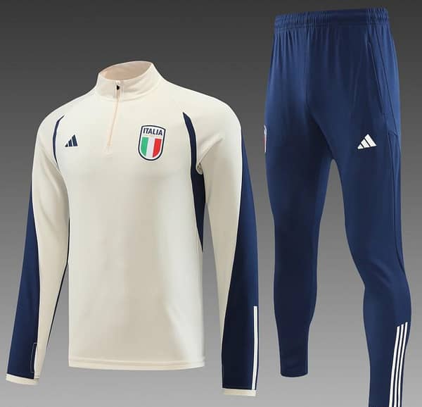 2023 Italy Yellow Half Zipper Jacket +Pants - Image 7