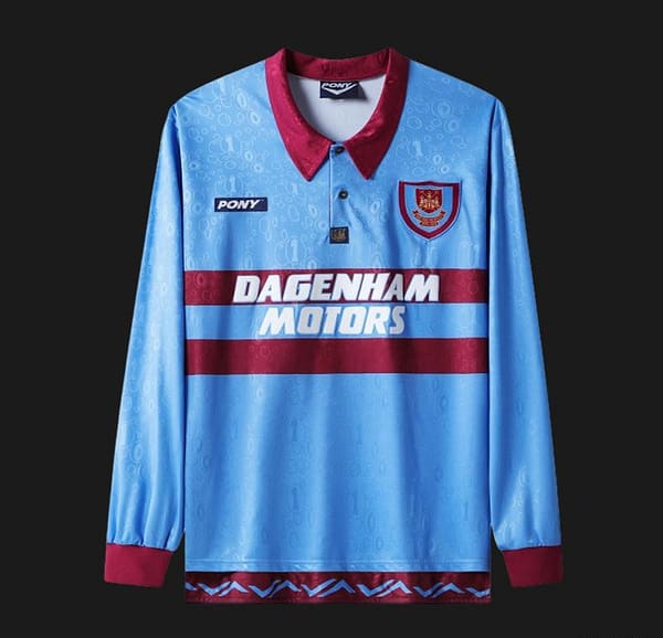 Retro 95/97 West Ham United Long Sleeve Away Blue Jersey - Image 13