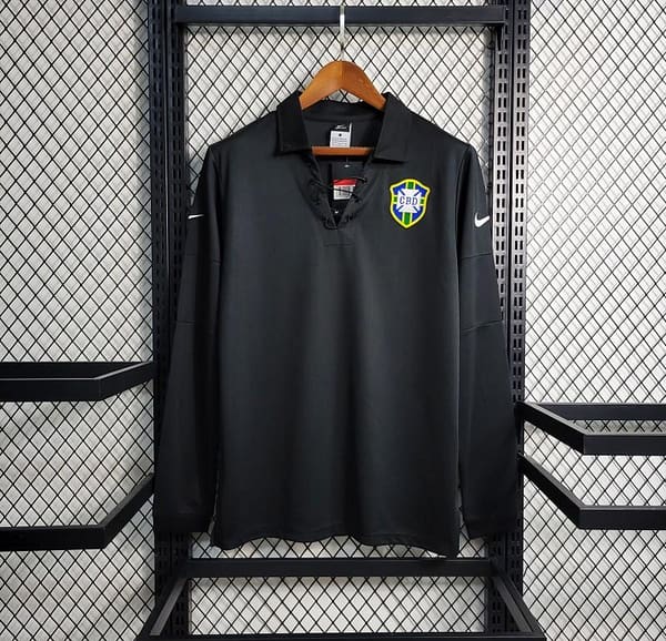 Retro 2004 Brazil Special Edition Black Long Sleeve Jersey