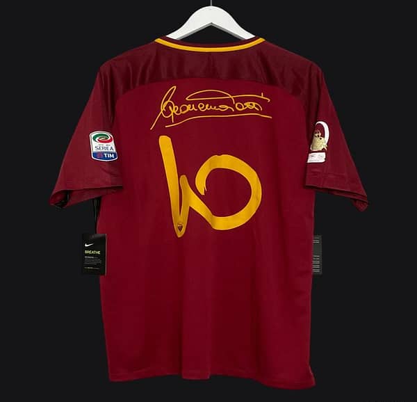 Retro 17/18 AS Roma Home Jersey Francesco Totti Signature Jersey Tribute For Last Match
