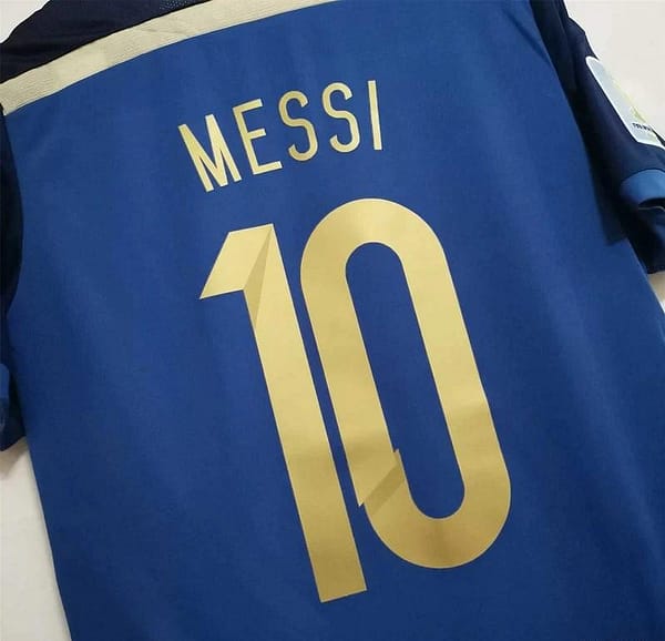 Retro 2014 Argentina Away Messi Jersey With World Cup Patch - Image 3