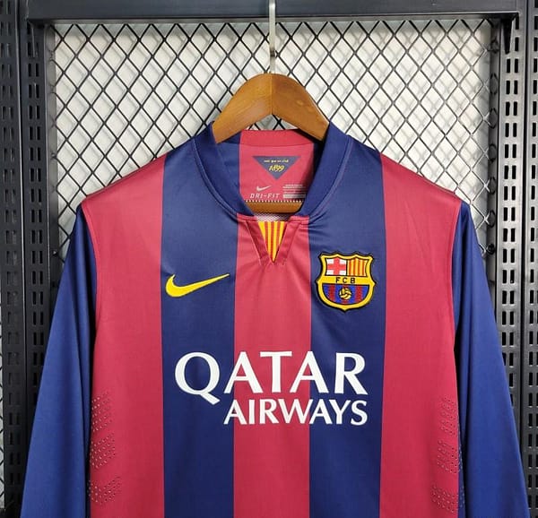 Retro14-15 Barcelona Home Long Sleeve Jersey - Image 9