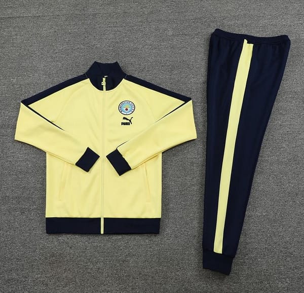 23/24 Manchester City Yellow Full Zipper Jacket +Pants - Image 11