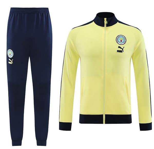 23/24 Manchester City Yellow Full Zipper Jacket +Pants - Image 19