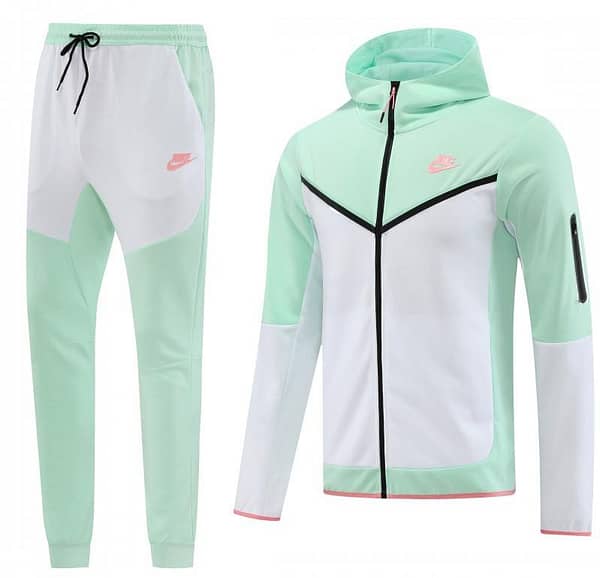 2023 Nike White Green Full Zipper Hoodie Jacket +Pants