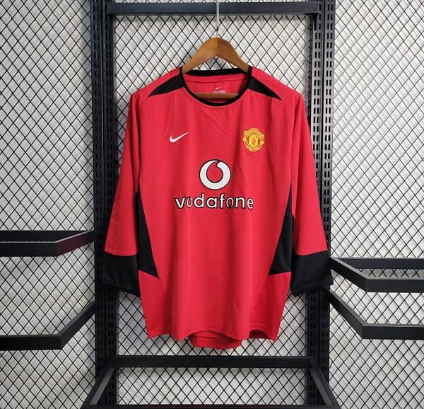 Retro 02/04 Manchester United Long Sleeve Home Jersey
