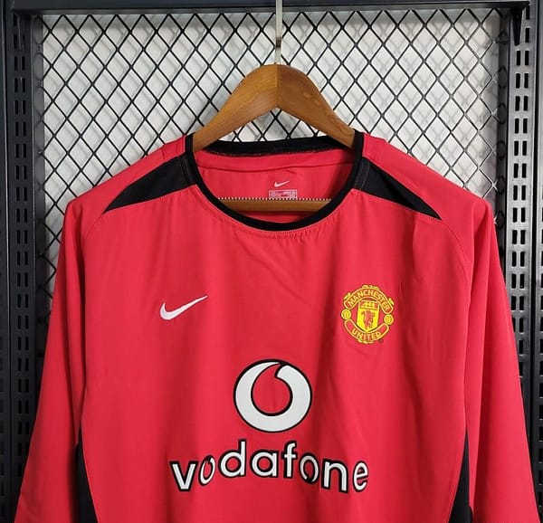 Retro 02/04 Manchester United Long Sleeve Home Jersey - Image 3