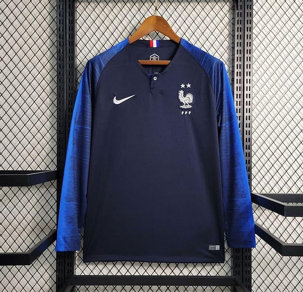Retro 2018 France Home Long Sleeve Jersey