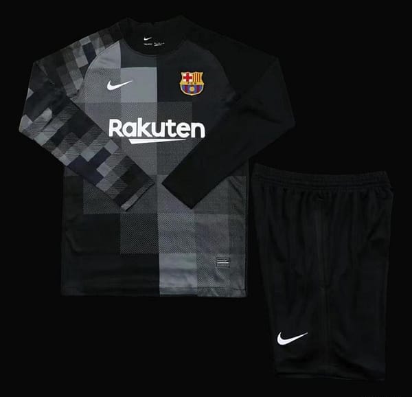 21/22 Barcelona Long Sleeve Black Goalkeeper Jesrey+Shorts