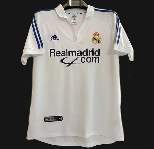 Retro 01/02 Real Madrid Home Jersey League Version With Sponsor