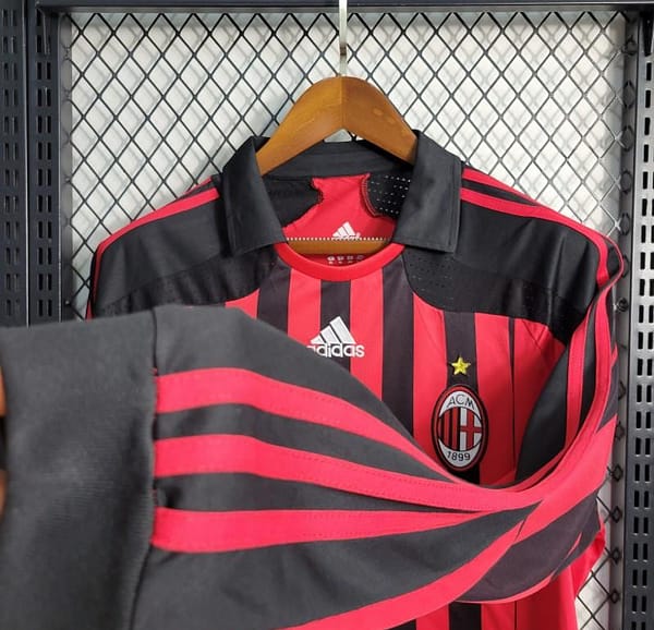 Retro 07-08 AC Milan Home Long Sleeve Jersey - Image 6