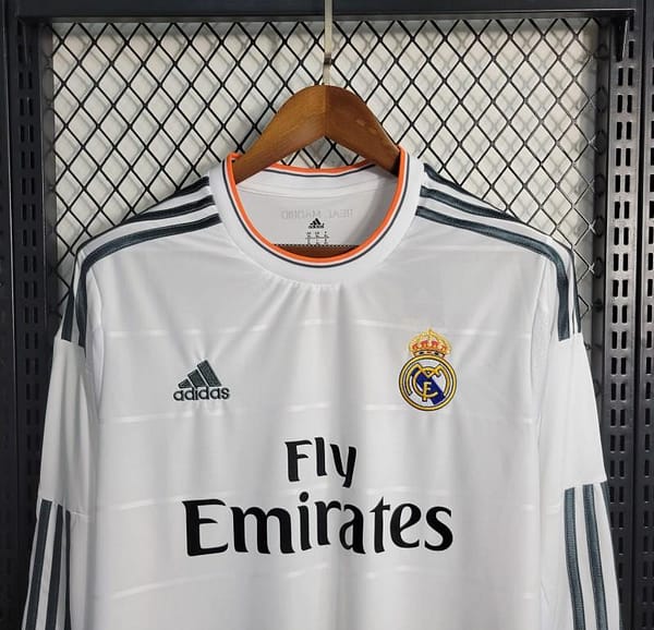 Retro 13-14 Long Sleeve Real Madrid Home Jersey - Image 4
