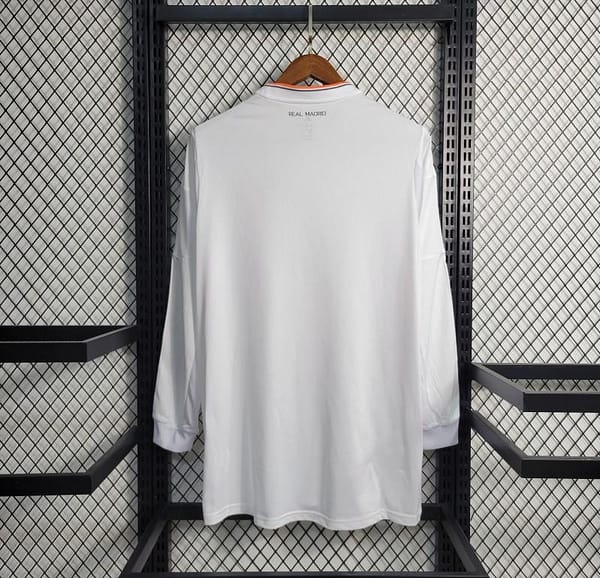 Retro 13-14 Long Sleeve Real Madrid Home Jersey - Image 6