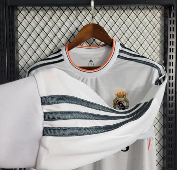 Retro 13-14 Long Sleeve Real Madrid Home Jersey - Image 7