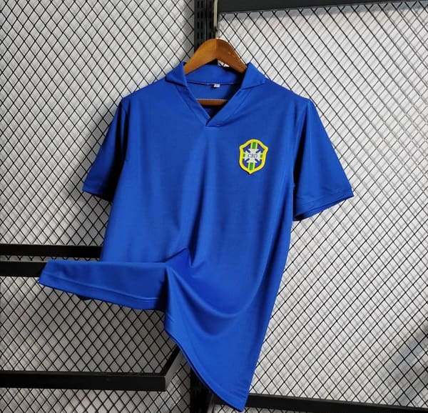 Retro 57-62 Brazil Away Blue Jersey - Image 4
