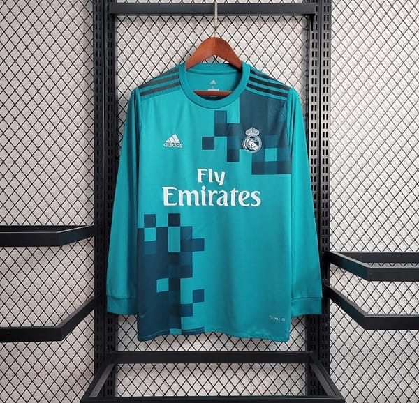 Retro Long Sleeve 17-18 Real Madrid Third Blue Jersey