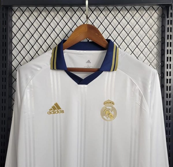 Retro Long Sleeve 2019-20 Real Madrid Training White Jersey - Image 3