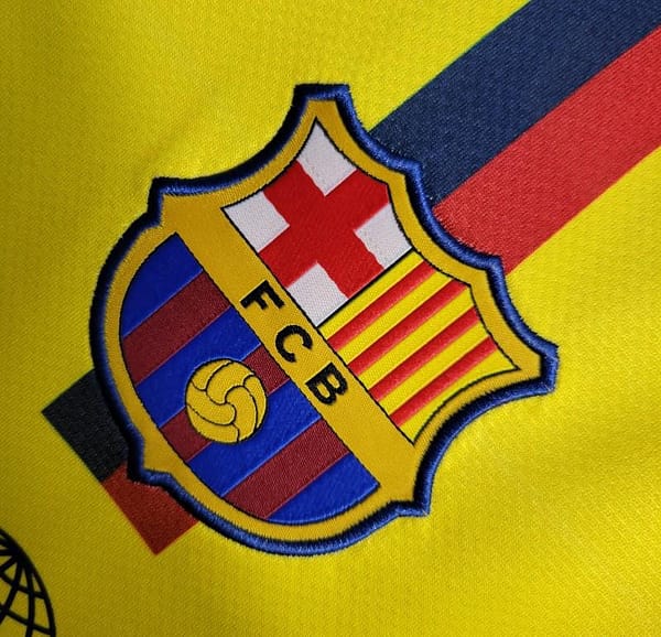 Long Sleeve Retro 08/09 Barcelona Away Yellow Jersey - Image 7