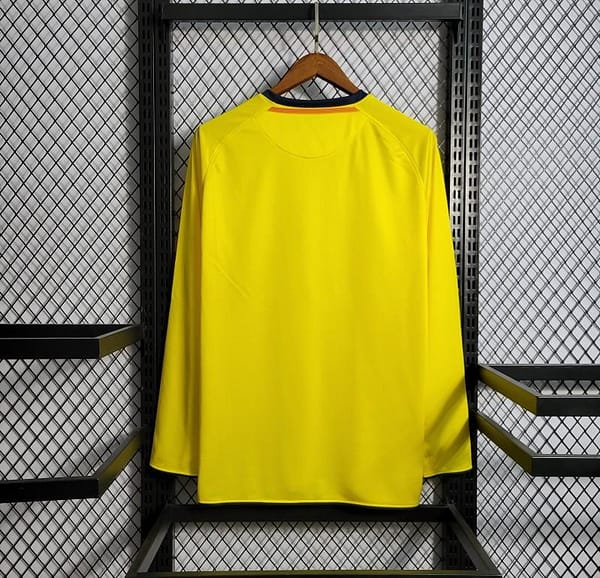 Long Sleeve Retro 08/09 Barcelona Away Yellow Jersey - Image 9