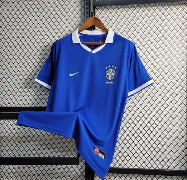 Retro 1997 Brazil Away Blue Jersey - Image 4