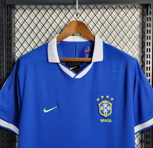 Retro 1997 Brazil Away Blue Jersey - Image 8