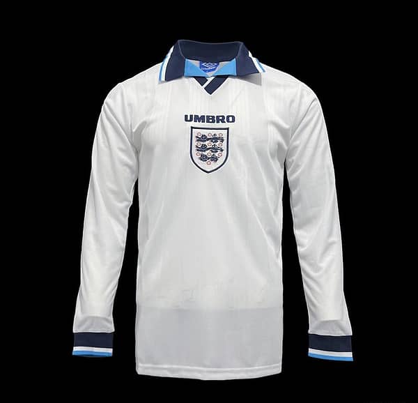 Long Sleeve Retro 1996 England Home Soccer Jersey
