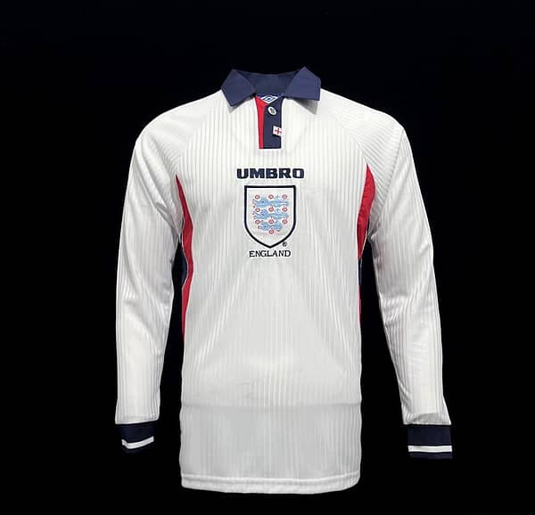 Long Sleeve Retro 1998 England Home Soccer Jersey