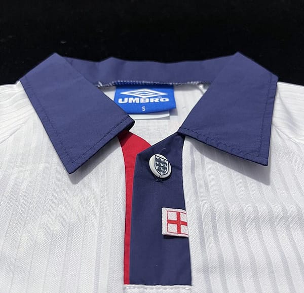 Long Sleeve Retro 1998 England Home Soccer Jersey - Image 6