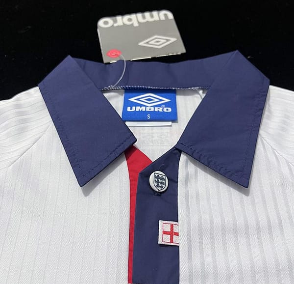Long Sleeve Retro 1998 England Home Soccer Jersey - Image 8