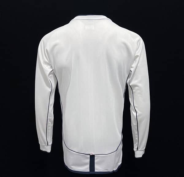 Long Sleeve Retro 2002 England Home Soccer Jersey - Image 9