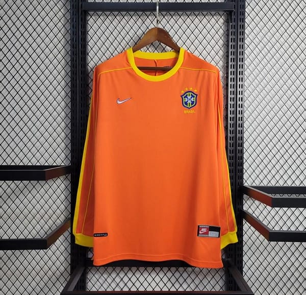Retro Long Sleeve 1998 Brazil Goalkeeper Orange Jersey