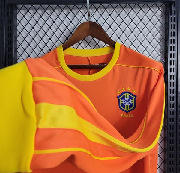 Retro Long Sleeve 1998 Brazil Goalkeeper Orange Jersey - Image 8