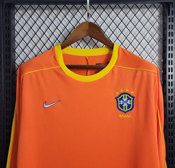 Retro Long Sleeve 1998 Brazil Goalkeeper Orange Jersey - Image 9