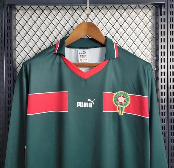 Retro Long Sleeve 1998 Morocco Home Soccer Jersey - Image 7