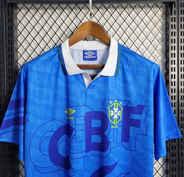 Retro 1992 Brazil Away Blue Jersey - Image 4