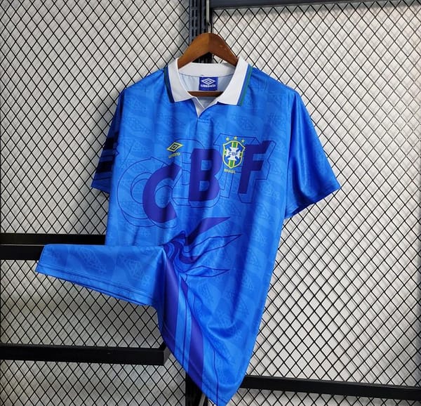 Retro 1992 Brazil Away Blue Jersey - Image 5