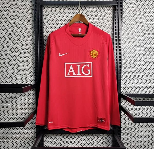 Retro Long Sleeve 07-08 Manchester United Home Premier League Jersey