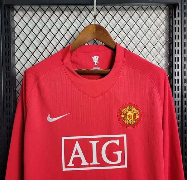 Retro Long Sleeve 07-08 Manchester United Home Premier League Jersey - Image 7