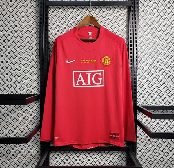 Retro Long Sleeve 07-08 Manchester United Champions League Version Home Jersey
