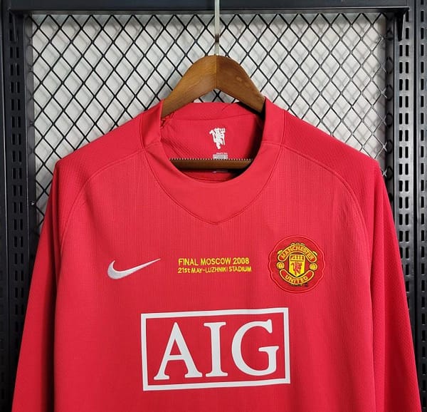 Retro Long Sleeve 07-08 Manchester United Champions League Version Home Jersey - Image 8
