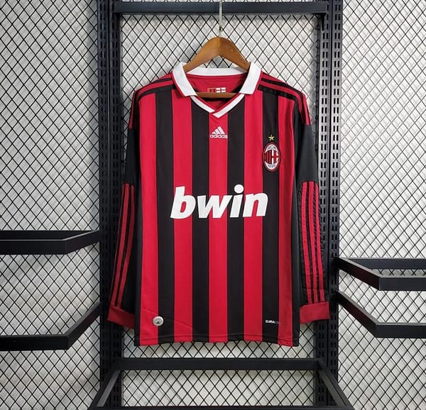 Retro Long Sleeve 2009-10 AC Milan Home Jersey