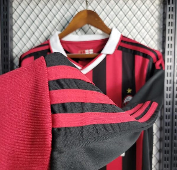 Retro Long Sleeve 2009-10 AC Milan Home Jersey - Image 3