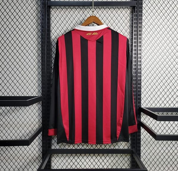 Retro Long Sleeve 2009-10 AC Milan Home Jersey - Image 8