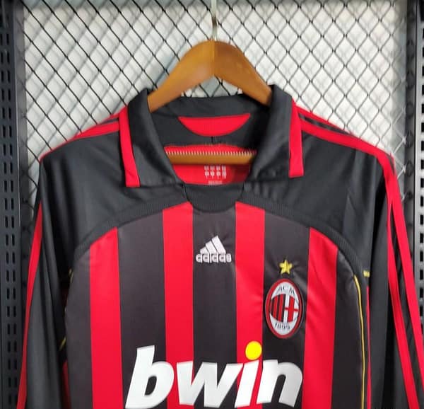 Retro Long Sleeve 2006-07 AC Milan Home Jersey - Image 8