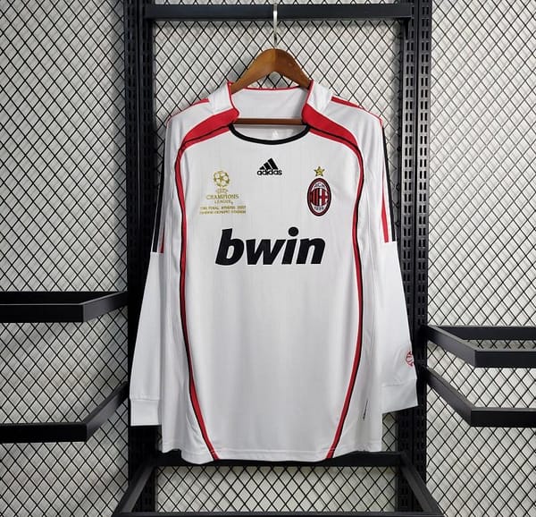 Retro Long Sleeve 2006-07 AC Milan Away White Jersey